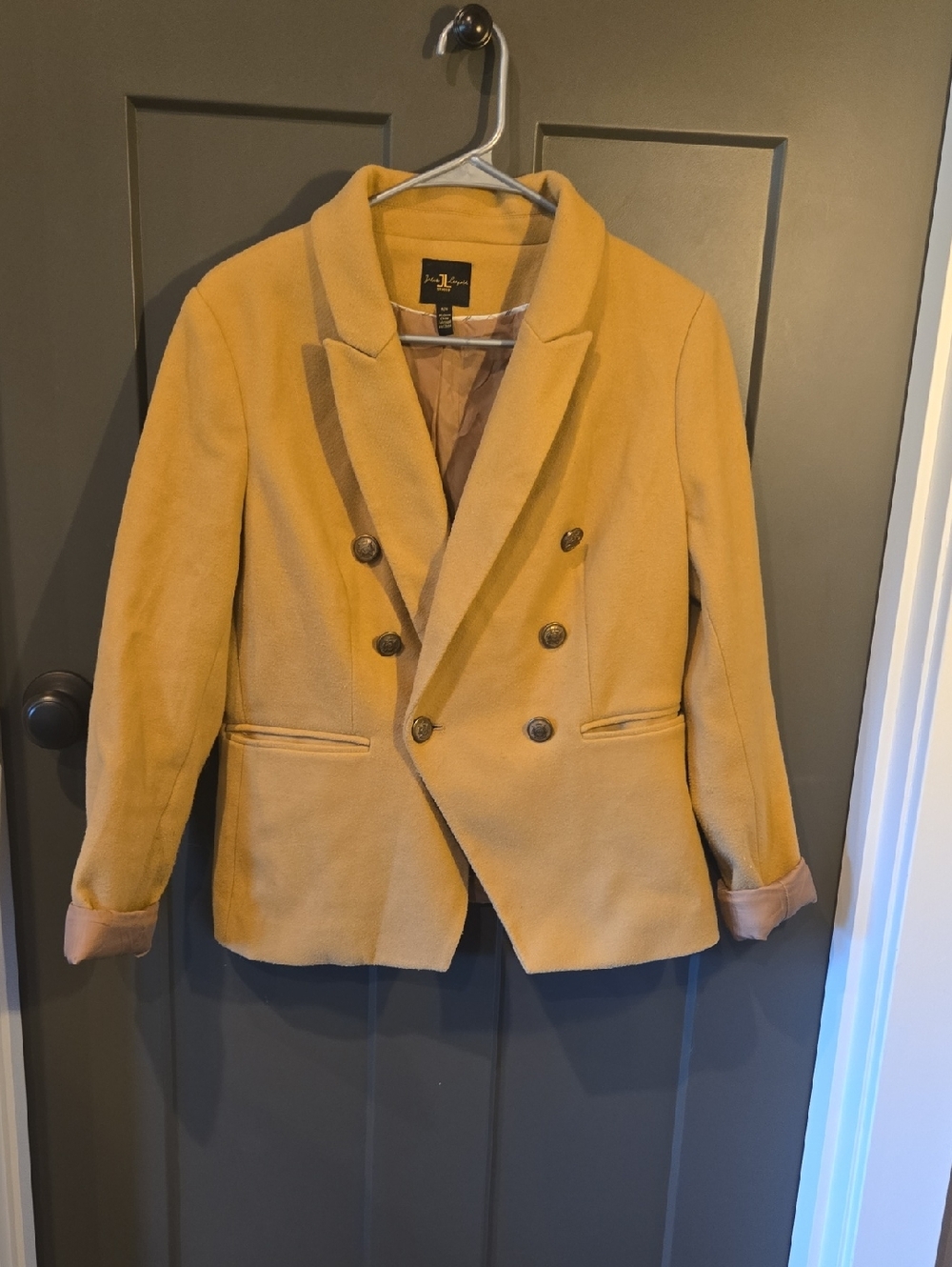 Jules & Leopold Mustard Double-Breasted Blazer